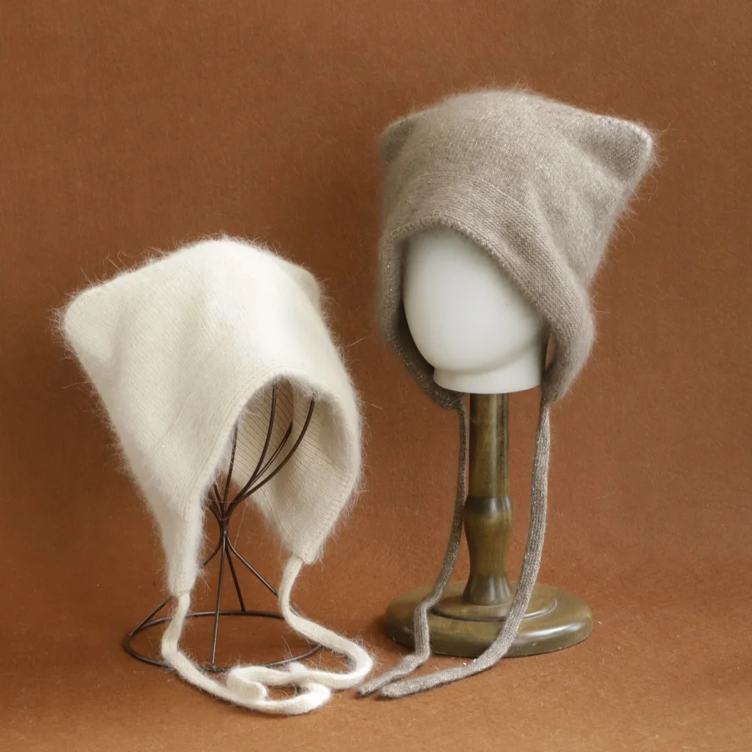 2026 new cute fashion Outdoor Deep Hat with Ears Soviet Hat for Women's Winter Hat Rattan Hat Fur Hat Cute Hat Fleece Knit Hat