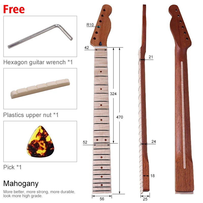 

DIY modified electric guitar neck mahogany 6-string 22fret instrument neck accessory