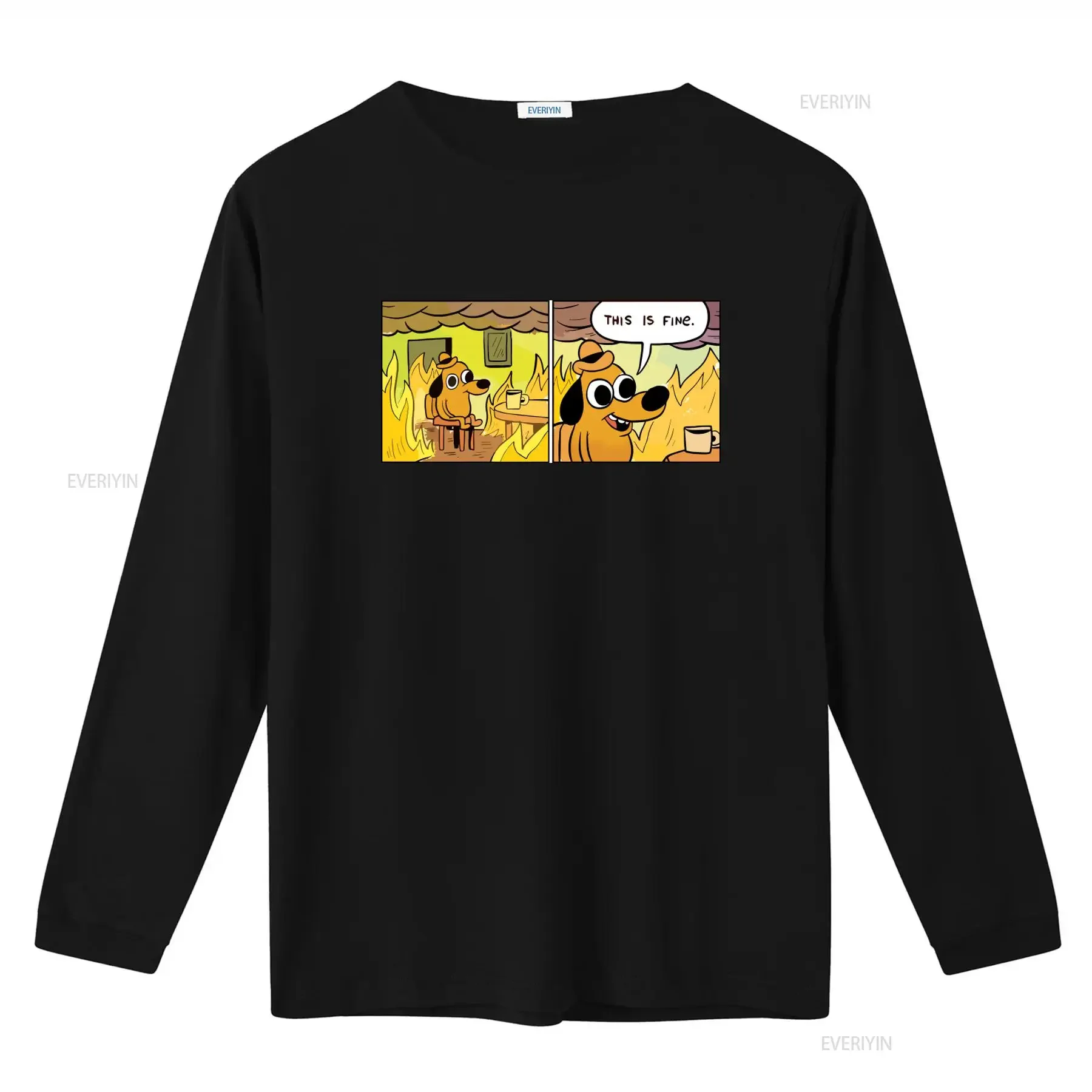 Dog in a Burning House Meme this is Fine T Shirt Funny Everything Top Perfect for Anxious People vintage Washed