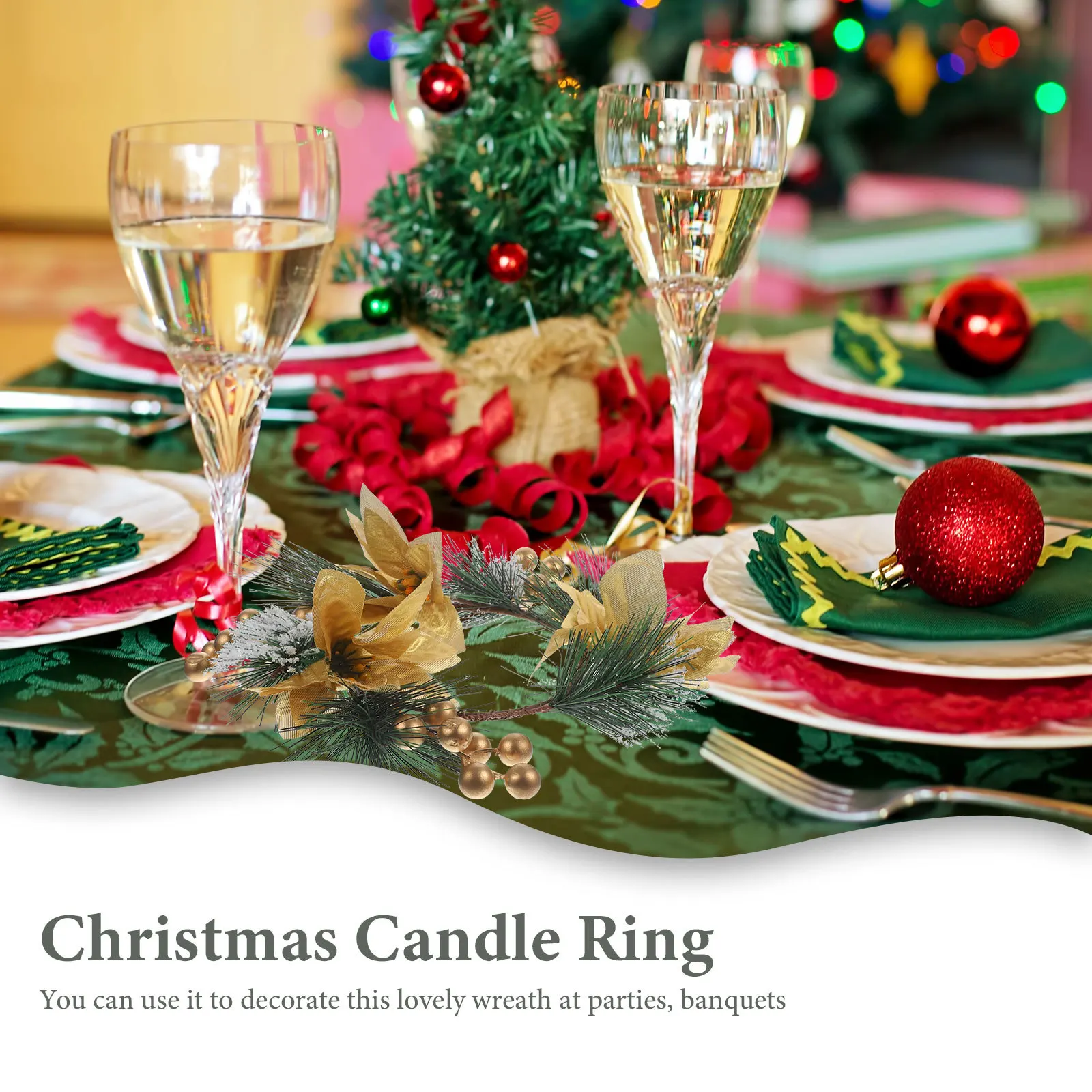 

Mini Christmas Ring Artificial Wreath for Pillar Xmas Home Party Decor Door Hanging Ornament Mini Christmas Wreath