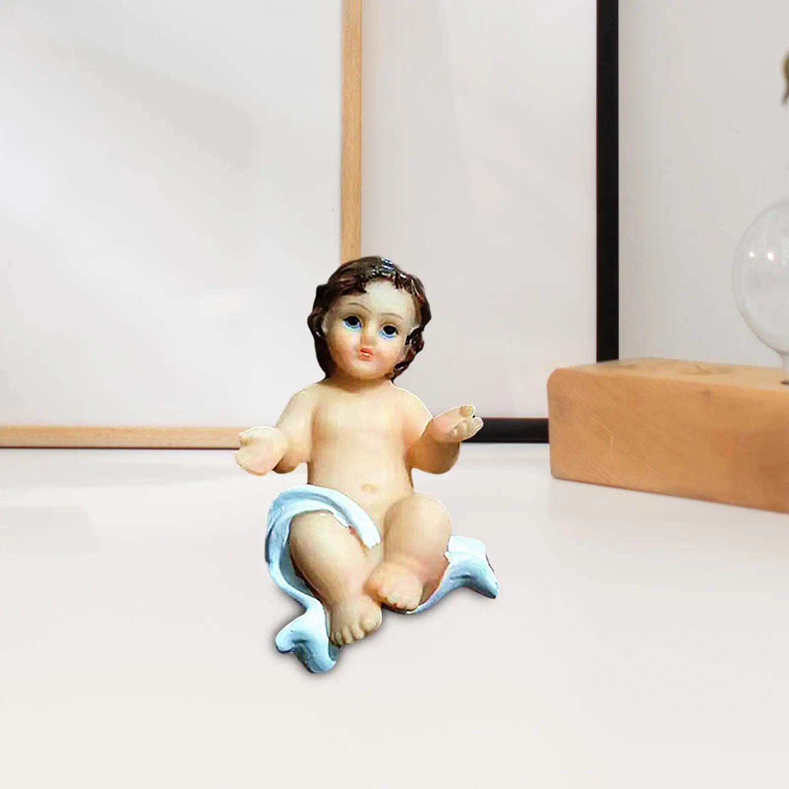 Tabletop Baby Jesus Figure, Religious Statue Resin Statue Figurine, Handpainted Figurine Sculpture for Shelf Office Decor