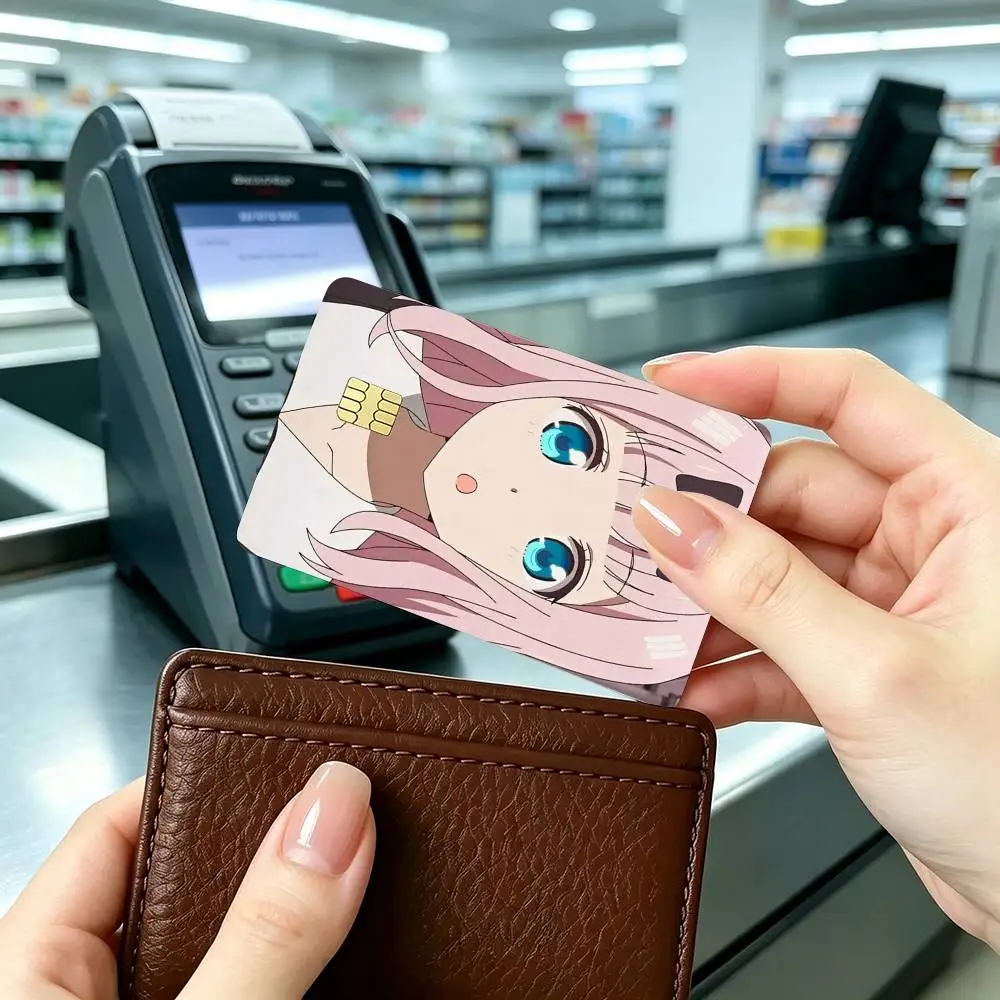 Anime Chika Fujiwara Credit Card HD Stickers Game Card Decal Small Chip Waterproof Sticker Gift