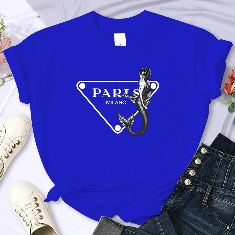 Luxury Brand Paris For Women's High-Quality Summer Printing T-shirt 100% Cotton Casual Oversized Y2k Personality Sleeve O-neck