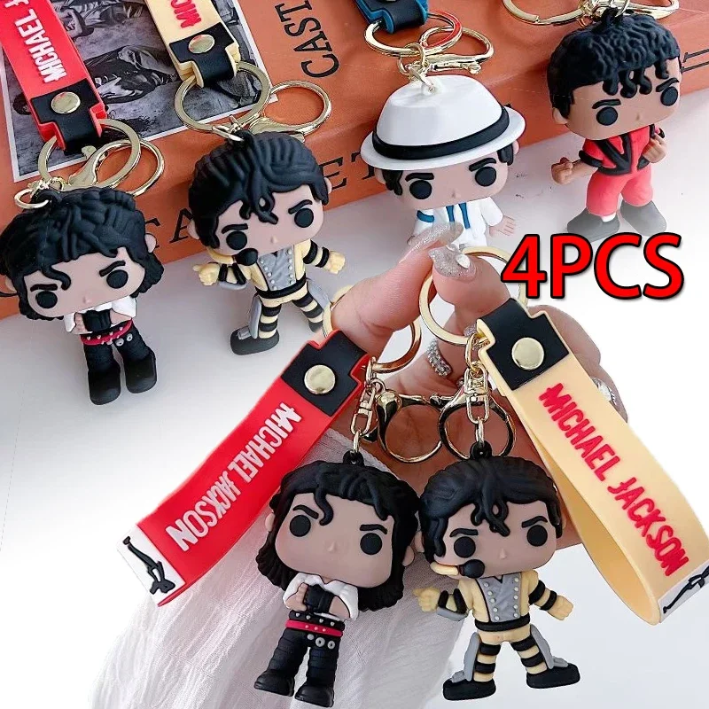 Creative Dance Singer Jackson Keychain Handmade Key Ring Holder Pendant Key Chains Women Car Keyring Girl Birthday Gift for Fans