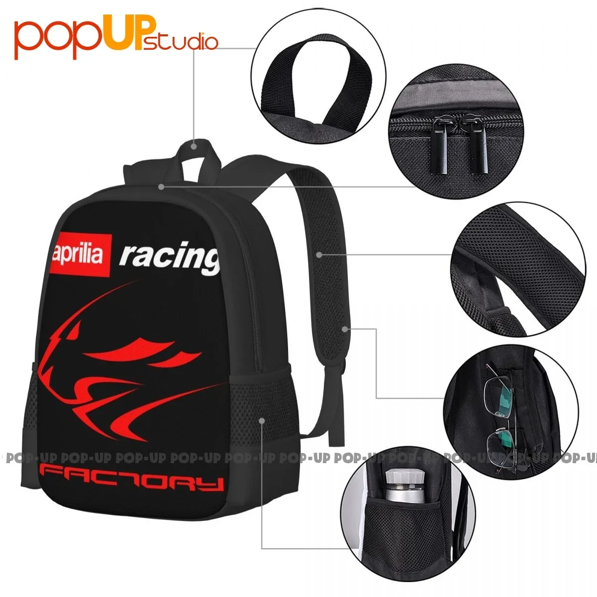 Aprilia Factory Racing Logo Backpack Large Capacity Print Softback Sports Style Clothes Backpacks