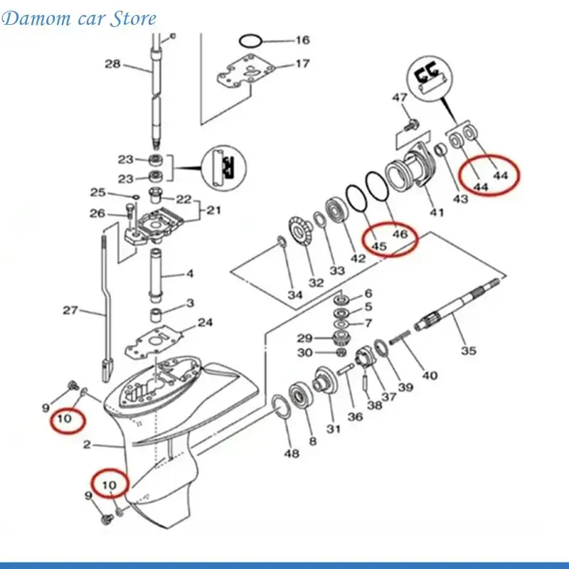 A2UC Marine Oil Seal 93101-17054 for Lower Unit Maintenance, 8 Piece Oil Seal and Gasket Set with Listed References for
