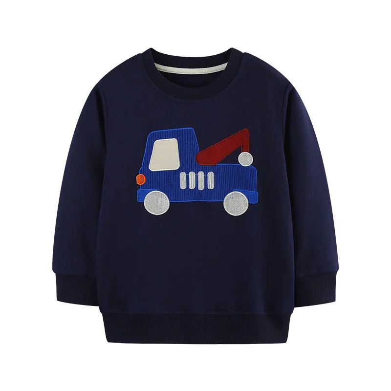 

Cars Applique Boys Sweatshirts Cotton Long Sleeve Hooded Shirts Children's Sport Shirts Kids Autumn Spring Clothes Pullover