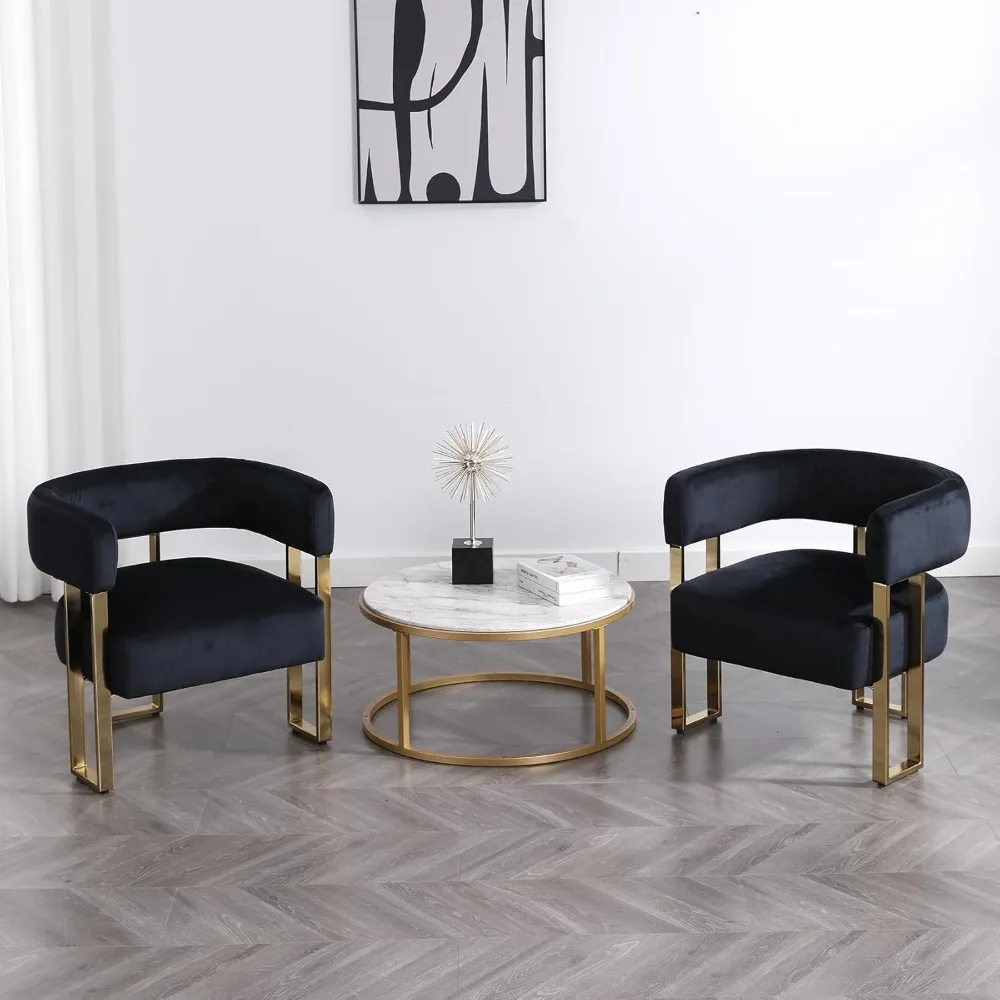 

Modern Upholstered Barrel Chairs with Metal Legs, Comfy Single Club Chair Corner Sofa Armchair for Bedroom Vanity