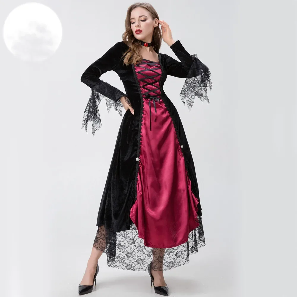 

Women Queen Vampire Cosplay Costume Witch Role Play Easter Festival Carnival Fancy Dress