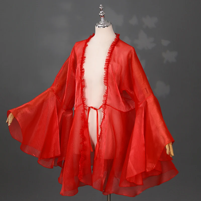 Women Ancient Style Hanfu Tops Elegant Flowing Cardigan Outer Robe Chinese Classical Dance Stage Performance Overcoat