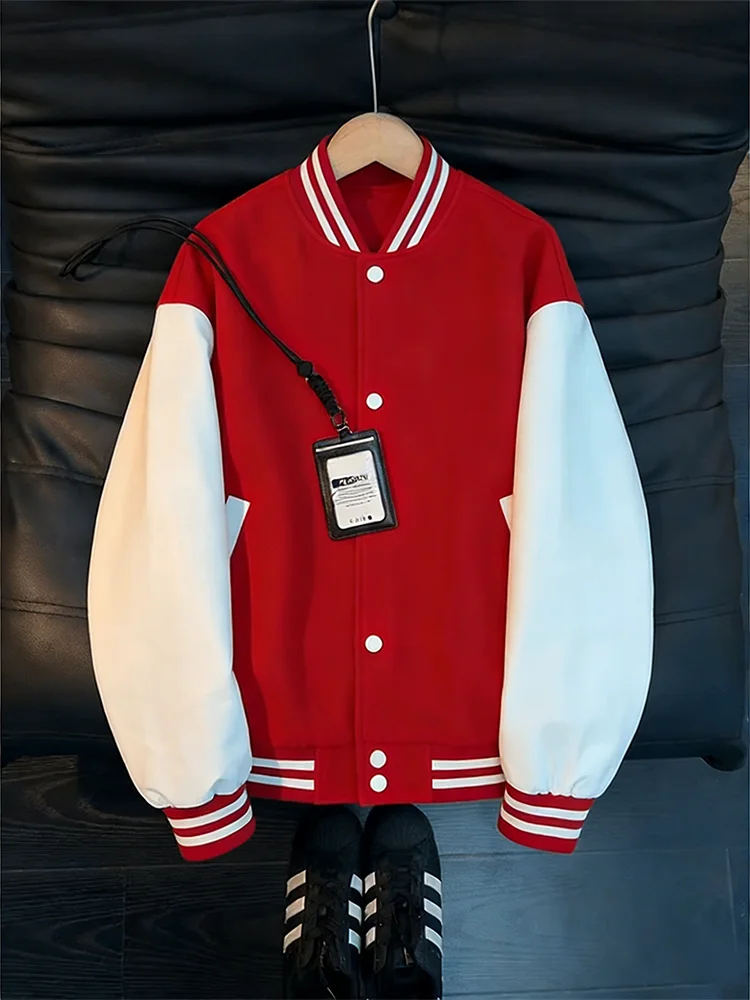 

Американская бейсбольная куртка с цветными полосками и вставками, свободного кроя, для весны и осени, в университетском стиле, пилотская куртка.