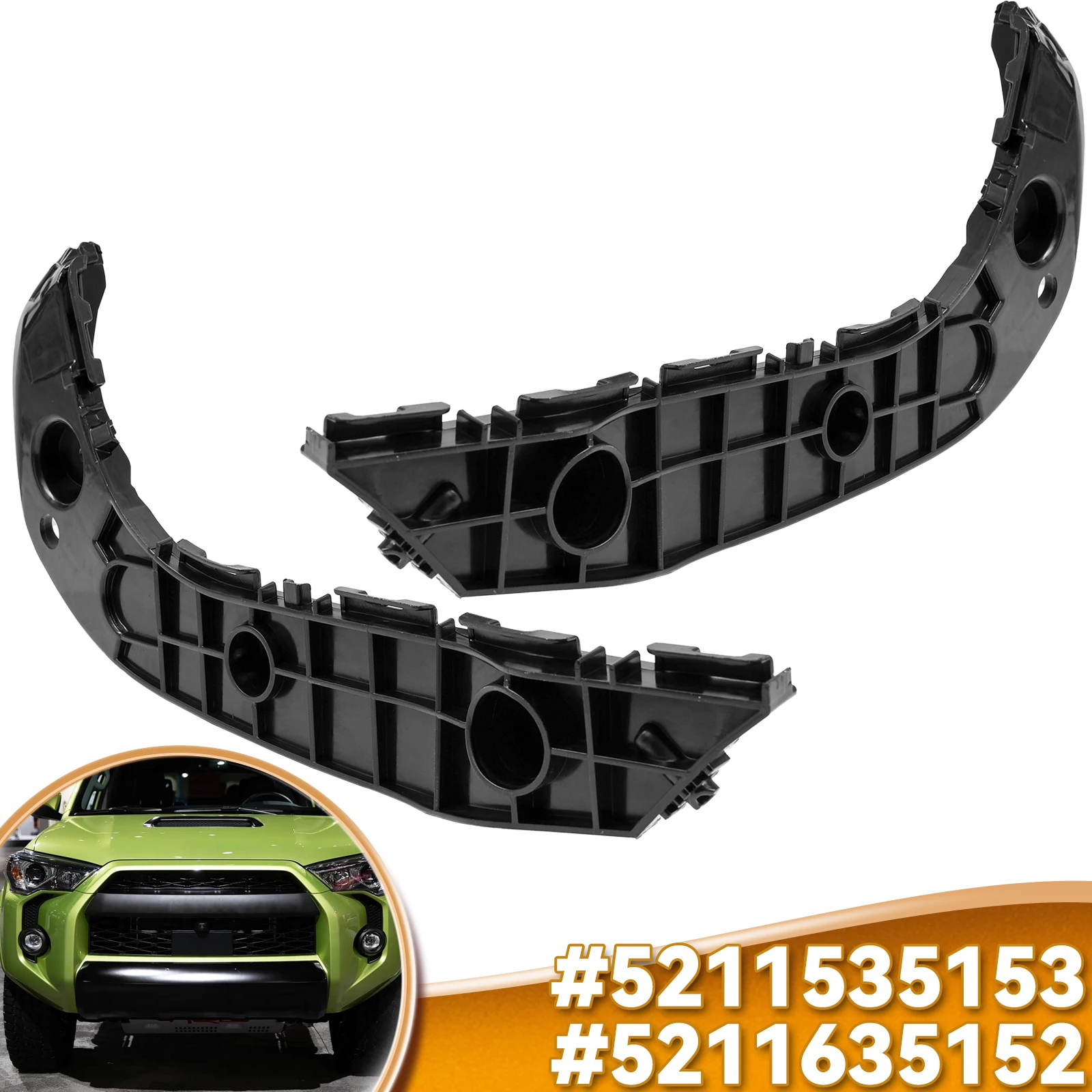 

Черный передний бампер, внутренние кронштейны, пара левых и правых для Toyota 4Runner 14-24 5211535153 5211635152, сторона водителя и пассажира