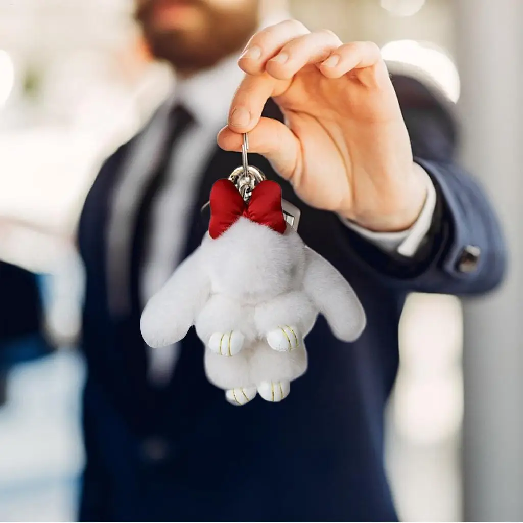 Coelho de pelúcia chaveiro longa orelha coelho mochila pingente de pelúcia chaveiro pingente colorido coelho pelúcia para decoração chave