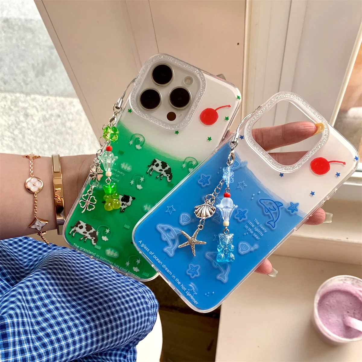 

New cute cartoon green little cow Phone Case For iPhone 16 15 14 13 Pro Max fundas iphone 16 case Protective cover iPhone 15 cas
