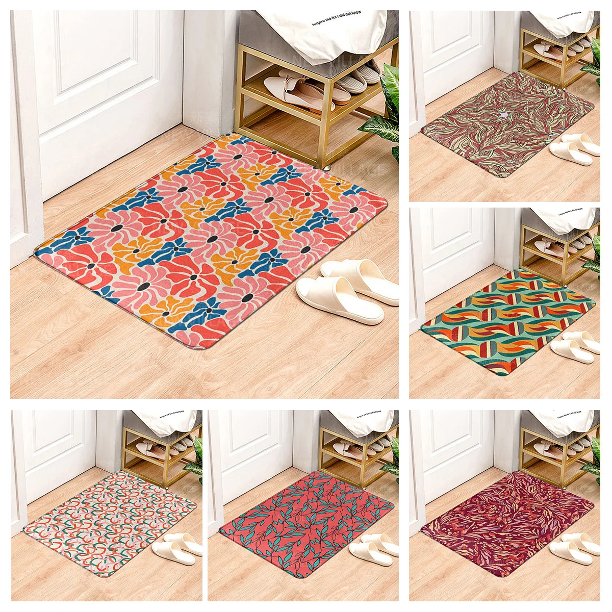 House entrance carpet Home door mat Living Room Bath Foot bathroom non-slip water absorption rugs bath green plant leaf decor