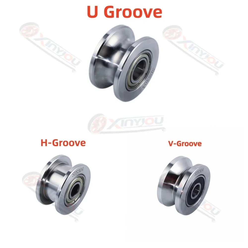 304 Stainless Steel 1.5 Inch Bearing U V H Groove Pulley Wheel Sliding Door Window Track Rollers for Cabinet Mechanical Hardware