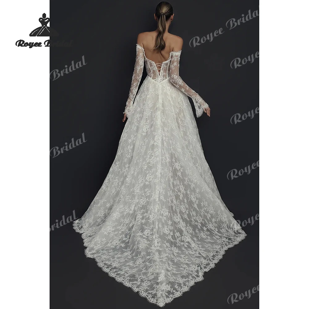 Elegant Sweetheart A Line Wedding Dresses 2027 Flowers Lace Off The Shoulder Beach Bridal Gown Customized vestido de novia