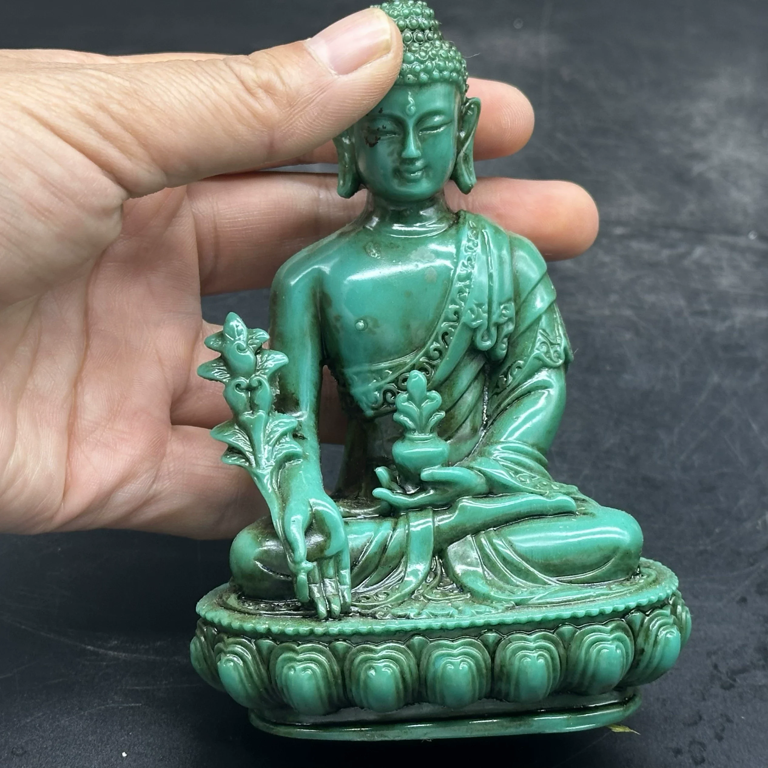 Hand Carved Imitation Turquoise Buddha Ornaments Amitabha Buddha Stone Decorations