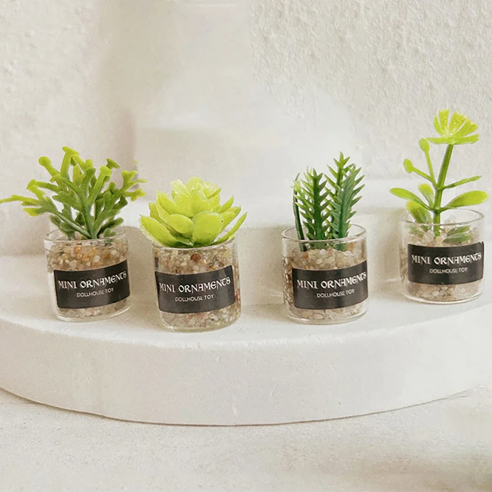 

1/12 Doll House Accessories Miniature Green Plants with Box Mini Potted Plant Model Toy for Dollhouse Decoration OB11 bjd