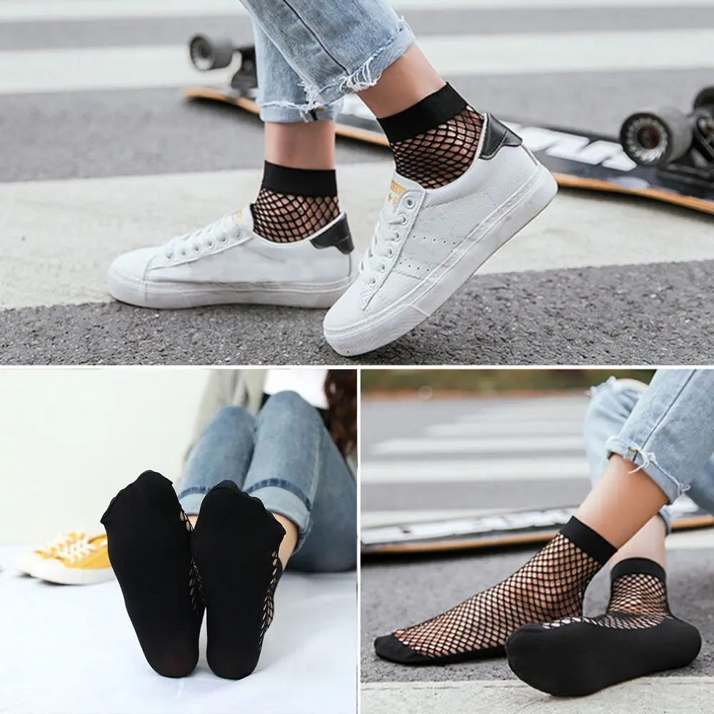Ruffle Lady Sexy Hollow Out Lace Breathable Fishnet Socks Ankle Socks Mesh Net Socks Short Socks