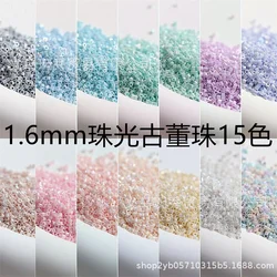 1800 Pieces of 1.6mm Pearl Iridescent Glass Antique Beads Handmade DIY Bead Embroidery Hairpin Tassel Accessories Materials