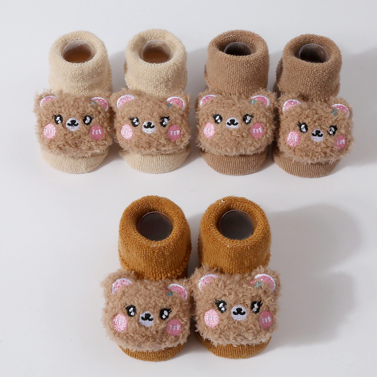 

Зимние детские плюшевые носки, толстые флисовые нескользящие носки-тапочки с милой куклой-медведем, термообувь для новорожденных, теплые носки для детей 0-3 лет