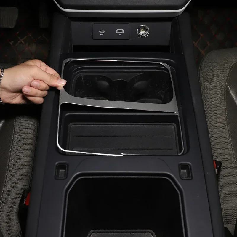 

For Land Rover Defender 90 110 130 2020-2024 Interior Accessories Silver Car Central Control Water Cup Holder Frame Cover Trim