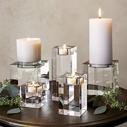 Crystal Glass Creative Romantic Candle Holders Tealight Candlestick Wedding Decorations Home Party Ornaments Desktop Candlestick