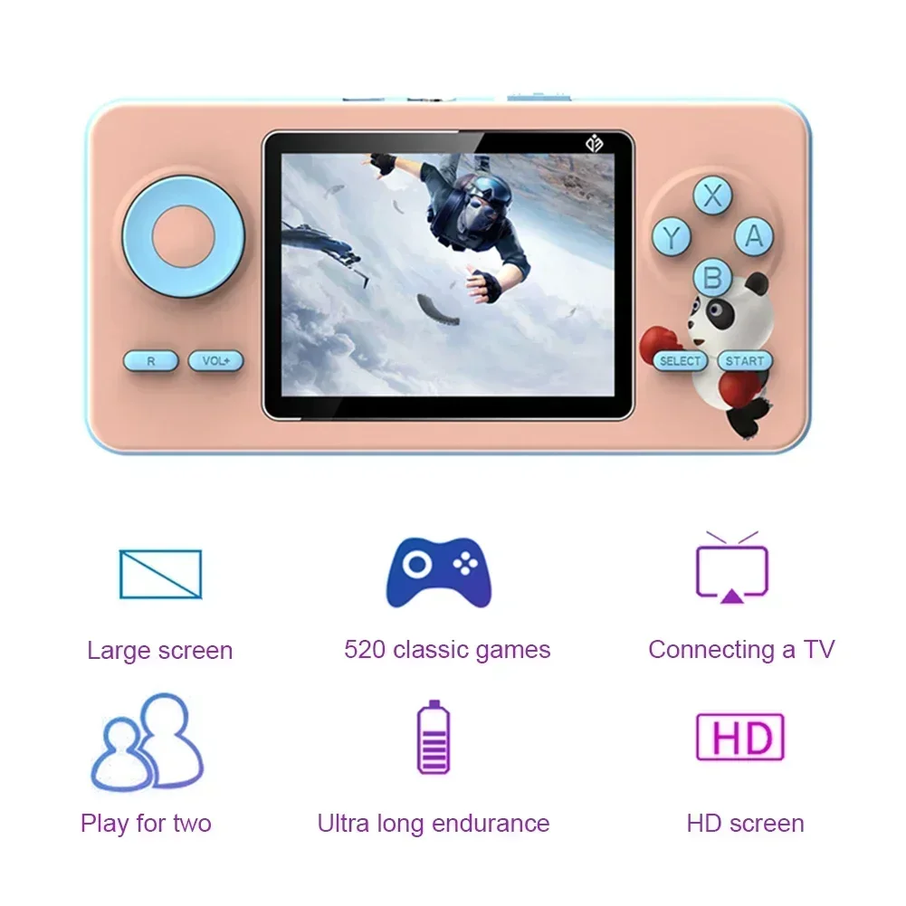 NEW S5 Retro MINI Games 520 Games Single/Double Player 4K HD Screen Video games Handheld game console for TV Projector Game