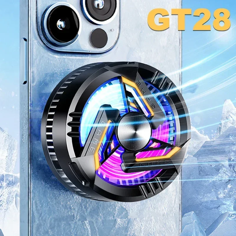 

GT28 Magnetic Mobile Phone Semiconductor Fast Cooling Fan Radiator 2 Gears Adjustable Universal Game Cooler for IOS Android PUBG