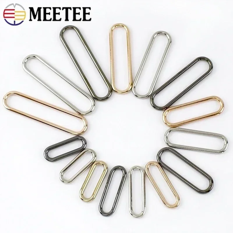 10Pcs 15mm-60mm O Ring Metal Oval Buckles Shoes Clasp Egg Button Bag Strap Connect Rings Adjust Hook Accessories for Handbags