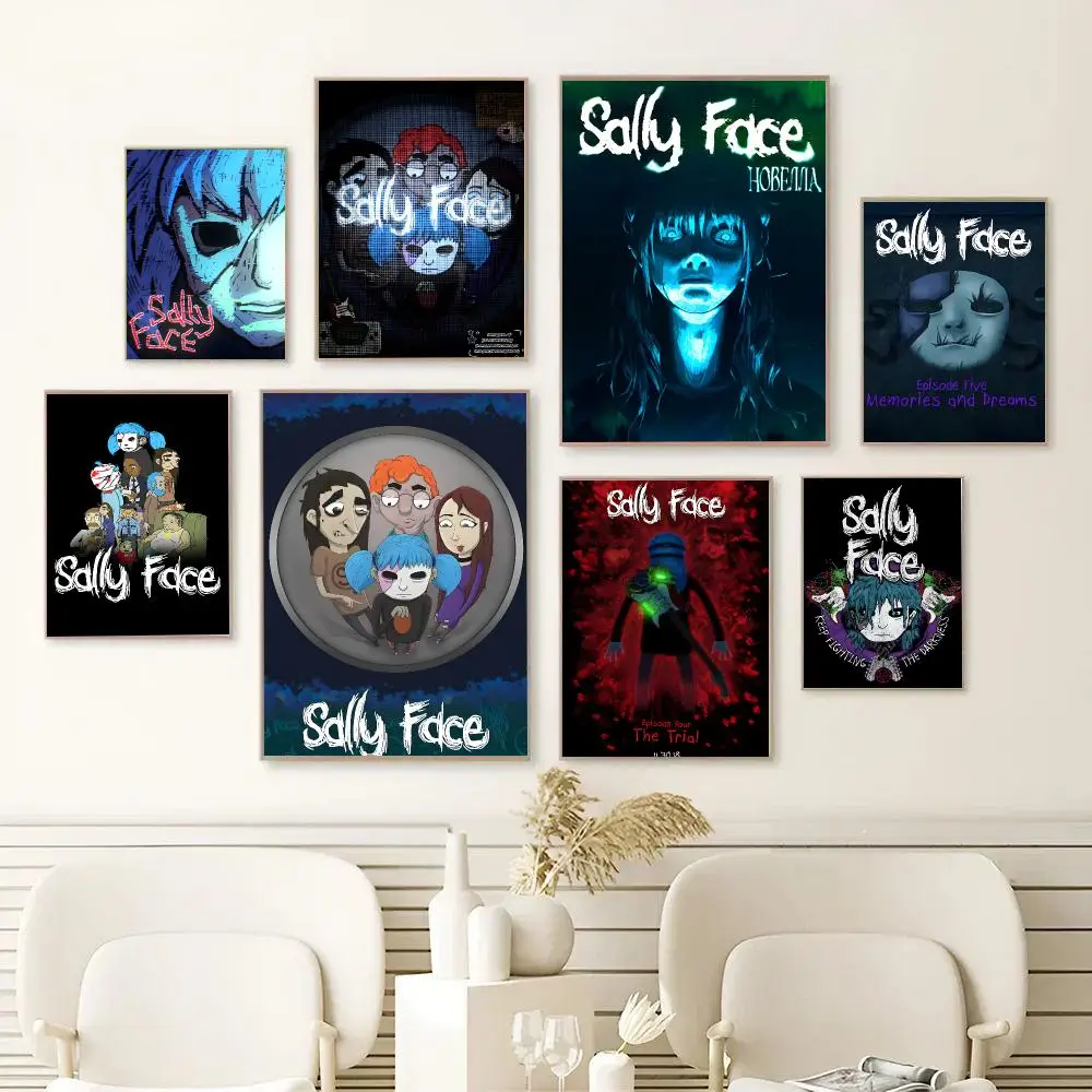 S-Sally Face Game Poster Self-adhesive Art Waterproof Paper Sticker Coffee House Bar Dorm Room Wall Decor