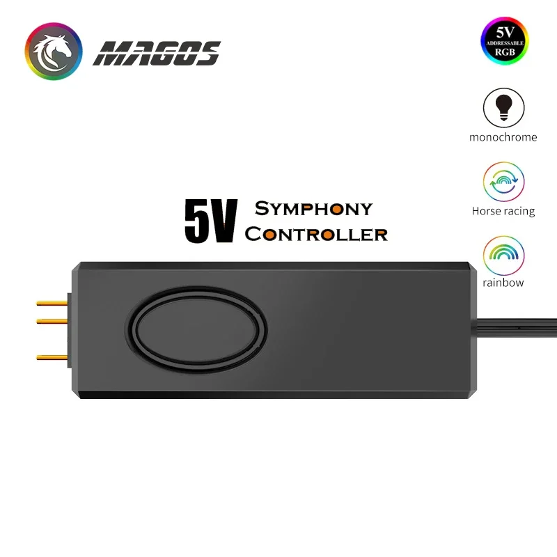 5V ARGB-controllerapparaten, handmatige bediening om monochrome / regenboog / knipperende RGB-effecten te bereiken, SATA-voeding RC01