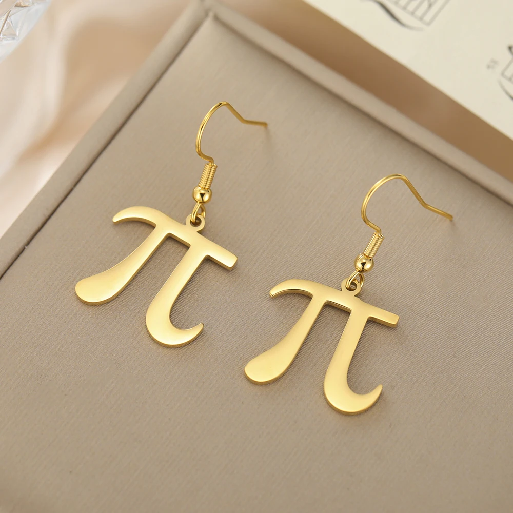 Dawapara Pi Math Symbol Earrings Greek Letter Pi Mathematics Symbol Stainless Steel Dangle Earrings Minimalism Jewelry