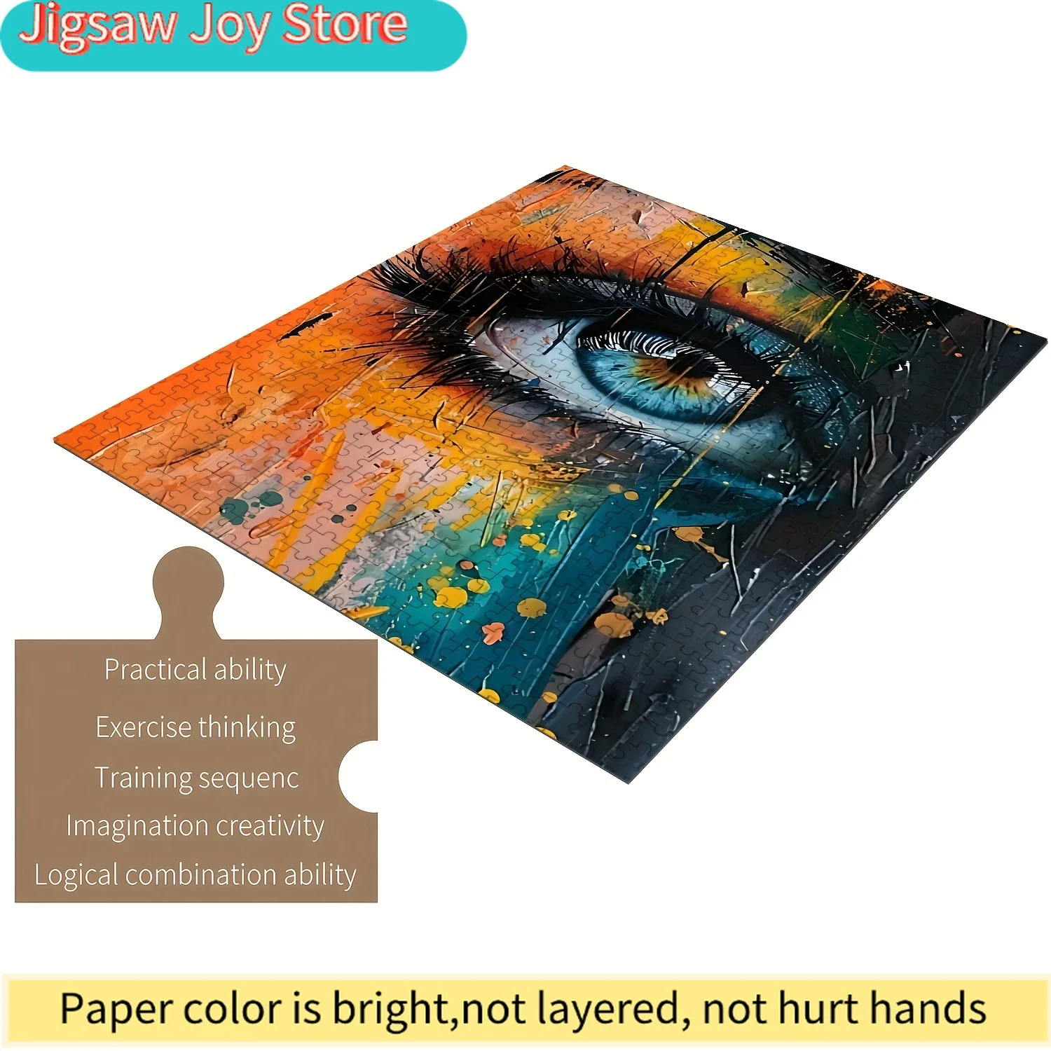 

Jigsaw Puzzle for & Families - Colorful Graffiti Eyes, Wooden Craft Kit with Connectable Pieces, Wisdom & Patience Developmen
