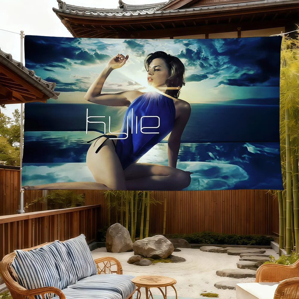 K-Kylie Minogue Singer Flagge für Zimmer, Wohnheim, Camping, Picknick, Kunststil, Garage, Bar, Wanddekoration, Banner
