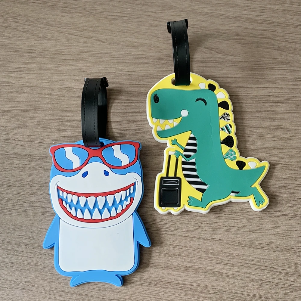 1pc/2pcs Travel Cute Dinosaur Luggage Tag Pendant Luggage Anti Loss Signage Pendant Funny Shark Bag Pendant unisex gift view 5