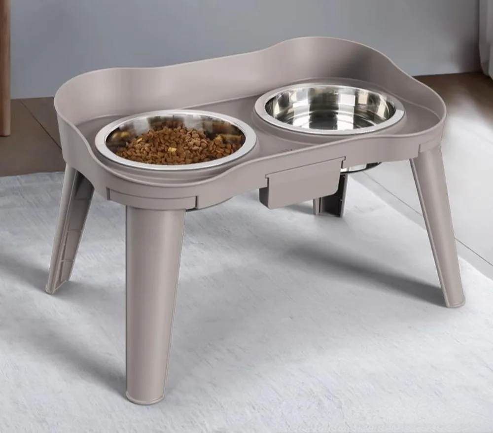 

Elevated Dog Bowls Raised Dog Bowl with 2 Stainless Steel Food Bowls Stand Non-Slip No Spill Dog Dish for Dogs and Cats