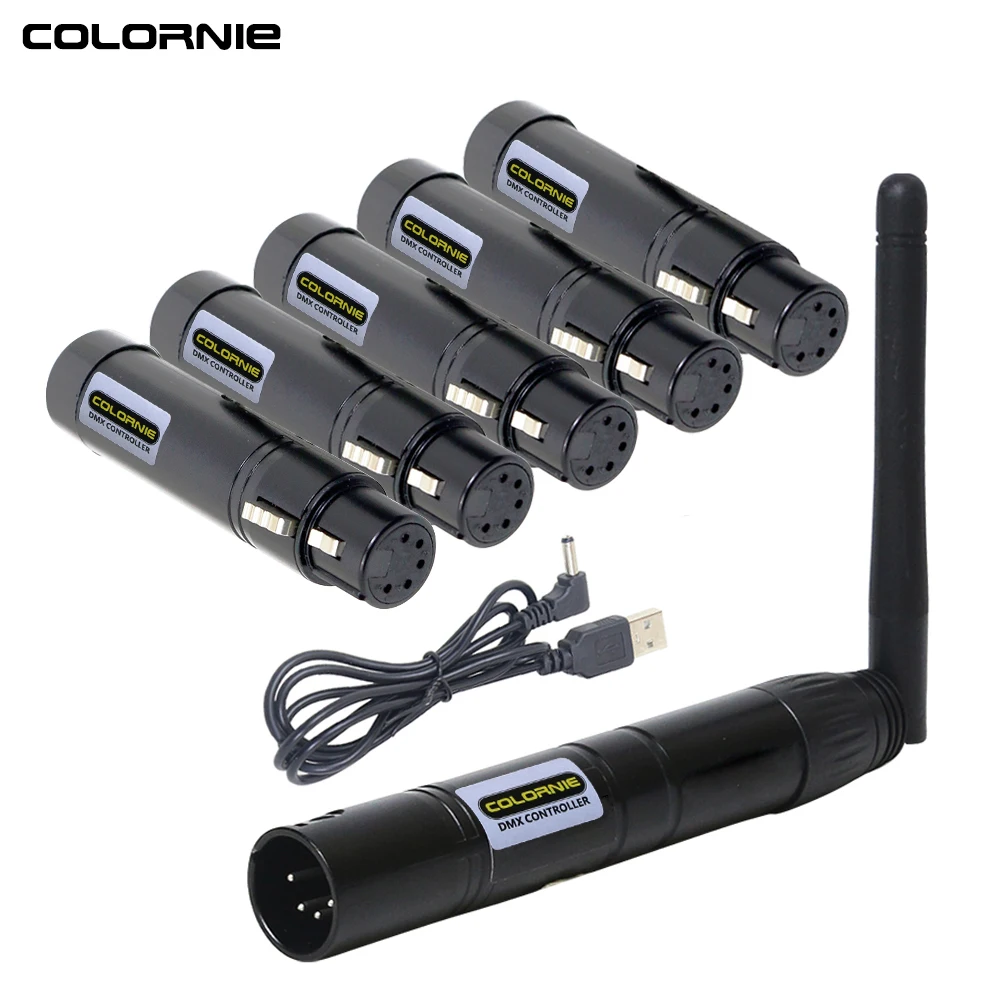 

COLORNIE 5 Pins Wireless DMX Controller USB Cable XLR Receiver and Transmitter For DJ Stage Laser Light