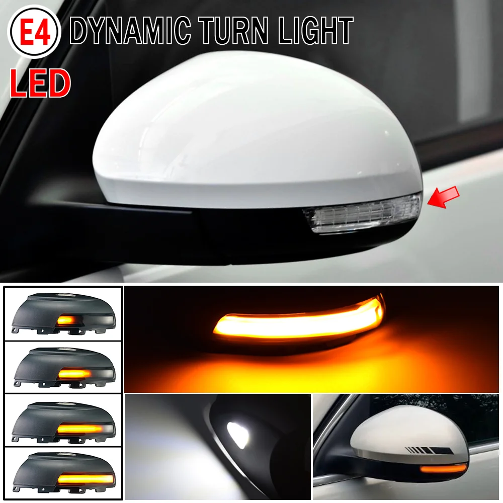 2pcs LED Side Wing Rearview Mirror Dynamic Indicator Flowing Turn Signal Blinker Repeater Light For VW Tiguan MK1 5n Sharan 7n