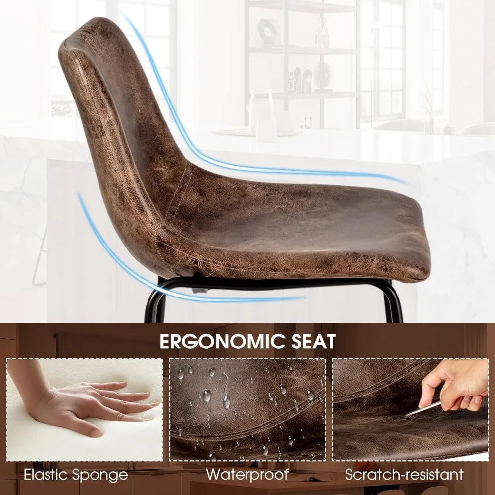 30インチのハイバックレザーバースツール2脚セット、キッチンアイランド、パブチェア用