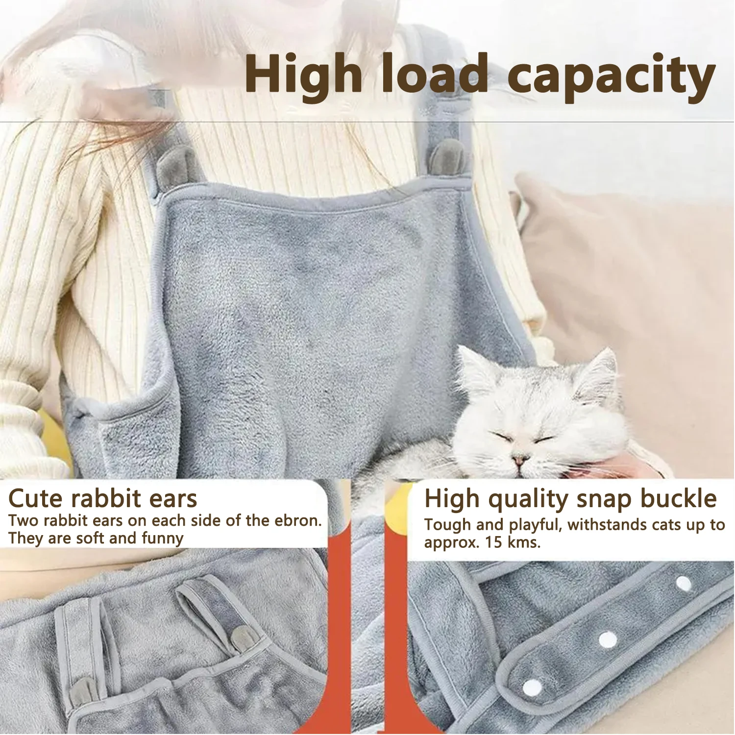 Cozy Cat Carrier Apron Winter Plush Cat Grooming Apron With Holes For Indoor Outdoor-  Hanging Chest Bag And Sleeping