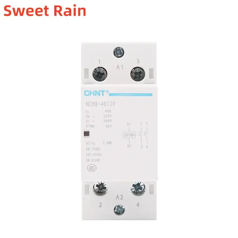 CHINT CHNT NCH8 Single-phase AC Contactor Rail Type Household Small 220V 230V 20A 25A 50HZ 60HZ 2NC 2NO 1NO1NC