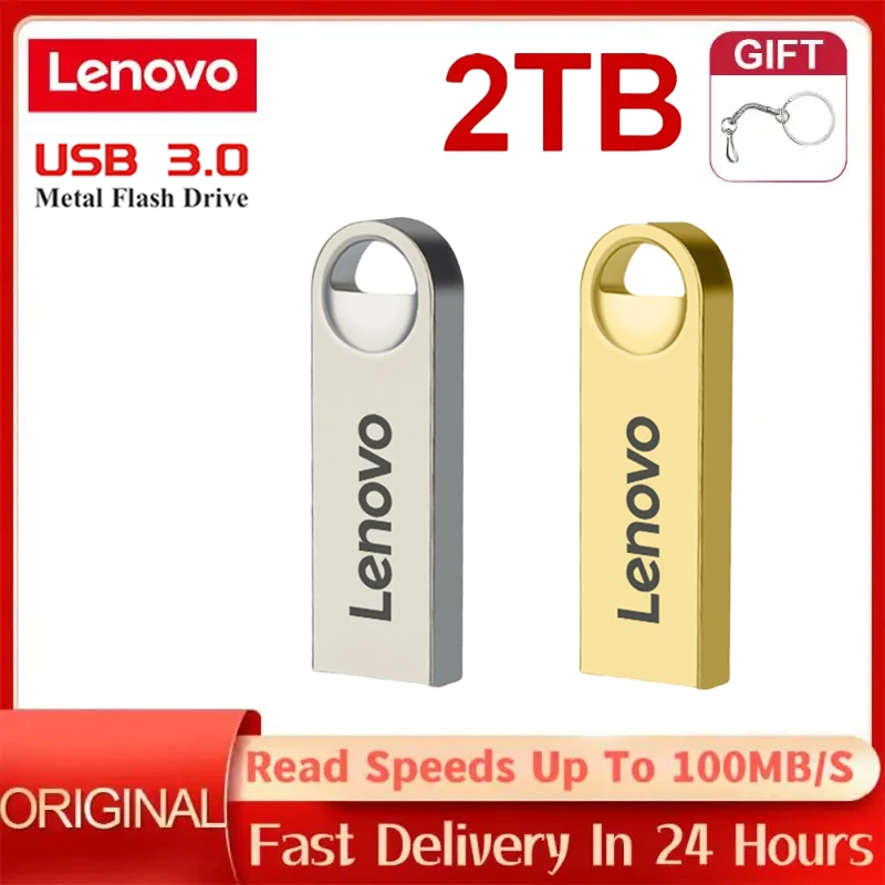 Lenovo-Mini clé USB en métal haute vitesse, clé USB portable, clé USB étanche, stockage de mémoire, disque U, 3.0, 1 To, 2 To