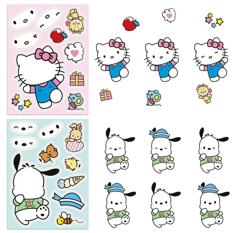 سانريو مزيج كورومي مرحبا كيتي لغز الأطفال ملصقات ممتعة Makea-Face تجميع لعبة الكرتون تجميع بانوراما الأطفال هدية