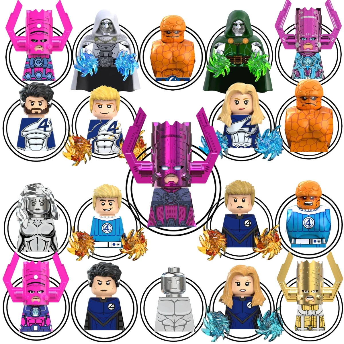 Caja ciega Mini Marvel Building Blocks Figuras Fantastic Four Mr. Fantástica mujer Invisible antorcha humana la cosa armadura regalo juguete