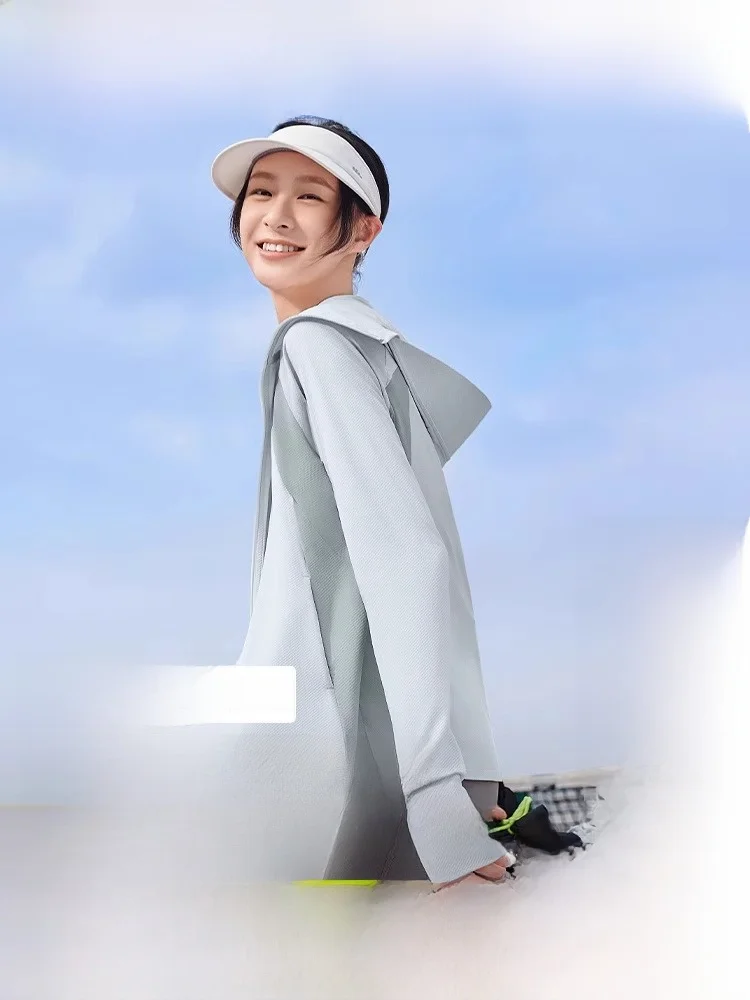 

Loose Women's Summer Breathable UV Protection Clothing Thin Cool Feeling Sport Sunscreen Outerwear Nylon Long Sve Zipper