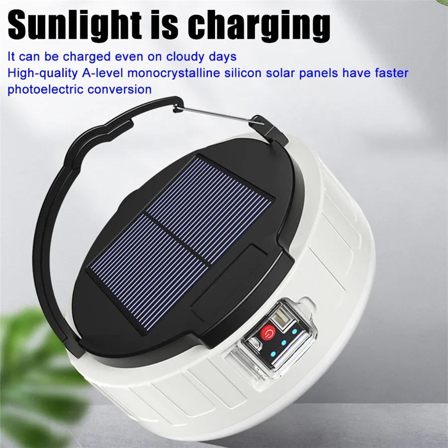 Portable Led Outdoor Solar Lights 3 Modes Rechargeable Emergency Night Market Light Home Waterproof Tent Lamp for Hiking Camping