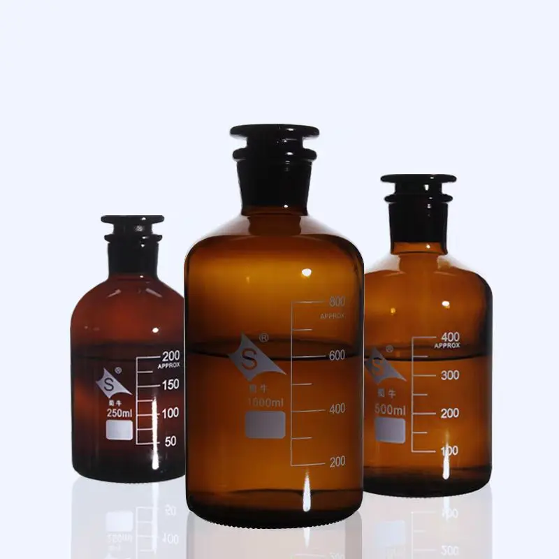 1pcs 60ml/125ml/250ml Lab Narrow-mouthed graduated bottle Brown/Transparent Common with Ground in Glass Stopper Laboratory Chem