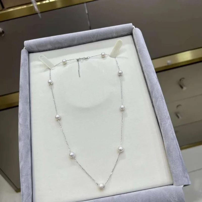 6-7mm natural pearl necklace with starry effect, accessory collarbone or neck